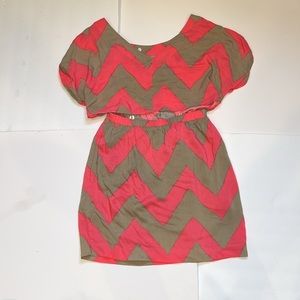 BCBGeneration -  Chevron Dress Open Back Guava Brown / Pink